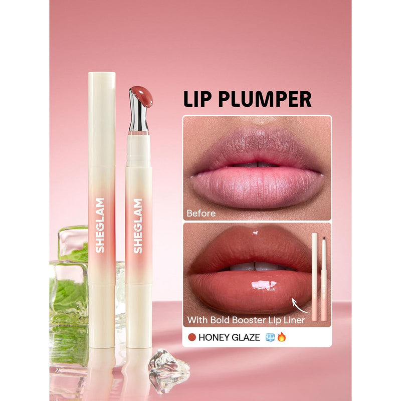 SHEGLAM Honey Glaze Lip Plumper – Glossy Hydrating Plump Effect - lip plumper lip gloss metallic end lip gloss - plumper lip gloss booster lip - Dayjour - UAE