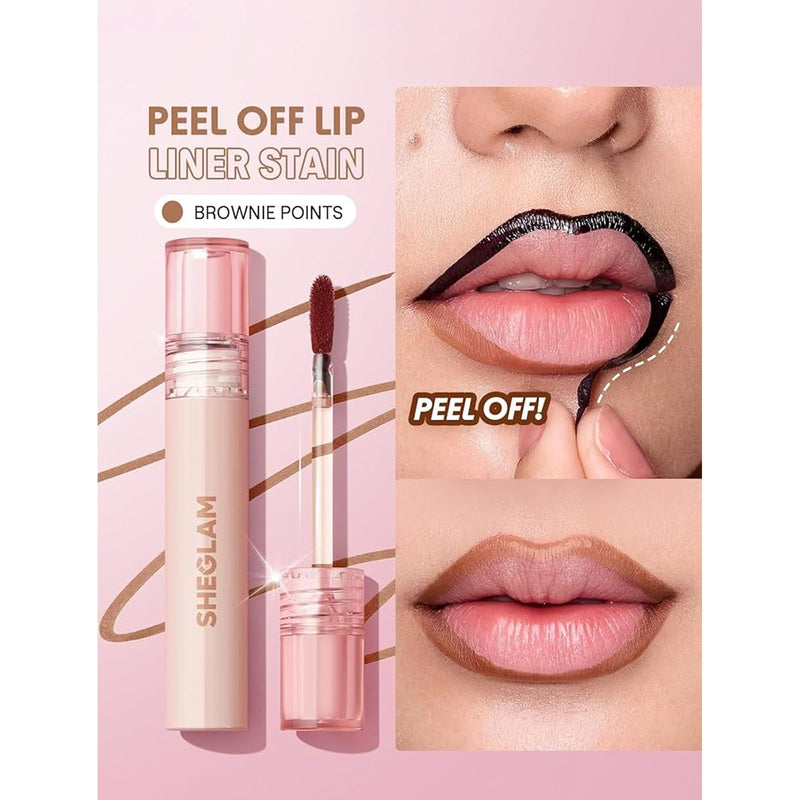 SHEGLAM Brownie Points Lip Liner Stain – Peel-Off Deep Brown Lip Tint - Lip liner - peel off lip liner - Sheglam Lip Liner - Al Basel Cosmetics