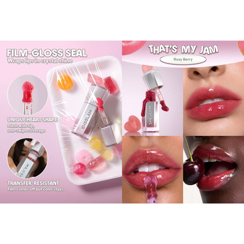 SHEGLAM That’s My Jam Gloss – Bold Berry High‑Shine Lip Gloss - mirror lip gloss - lip tint - berry lip gloss - Dayjour