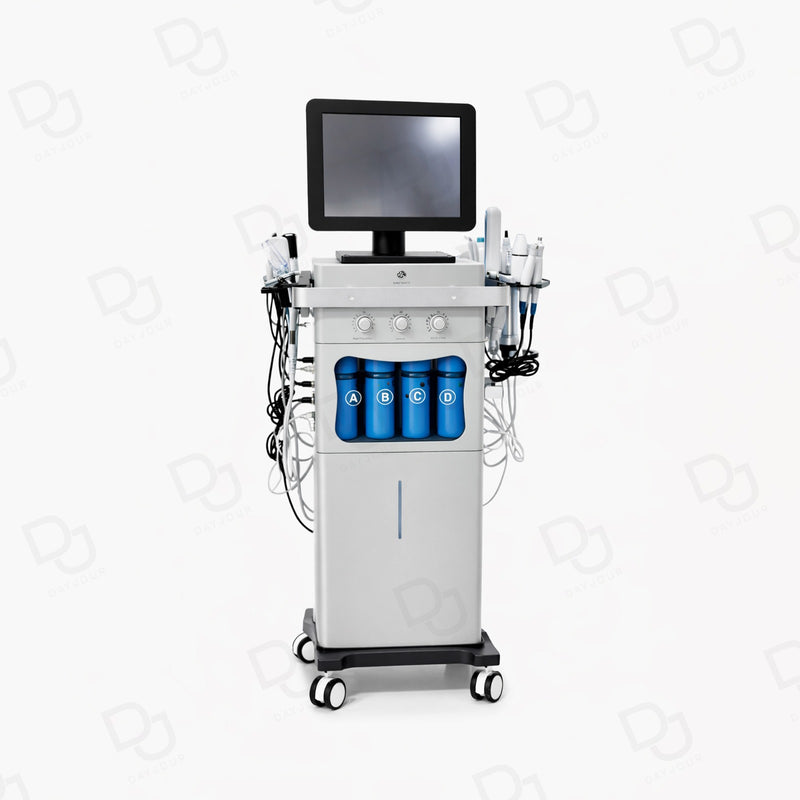 Professional 18-in-1 Hydrogen Facial Machine for salons and spas, offering Micro-Needle, RF, Ultrasonic, Oxygen, Diamond, and multi-skin treatments - Dayjour - Hydra facial machine in UAE - Skin treatment