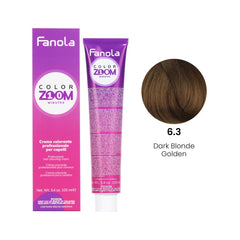 Fanola Color Zoom 6.3 Dark Blonde Golden 100ml – Vegan, ammonia-free hair color with fast 10-minute processing and 100% grey coverage - Dayjour