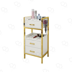 Beauty Salon Cart Hairdressing Trolley White golden - beauty equipment - salon furniture - salon trolley - dayjour