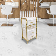 Beauty Salon Cart Hairdressing Trolley White golden - beauty equipment - salon furniture - salon trolley - dayjour