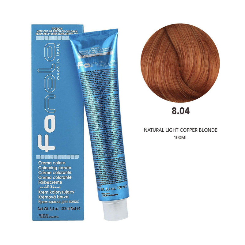 Fanola Hair Coloring Cream 8.04 Natural Light Copper Blonde 100ml - Dayjour