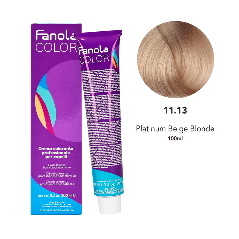 Fanola Hair Coloring Cream 11.13 Platinum Beige Blonde 100ml - dayjour