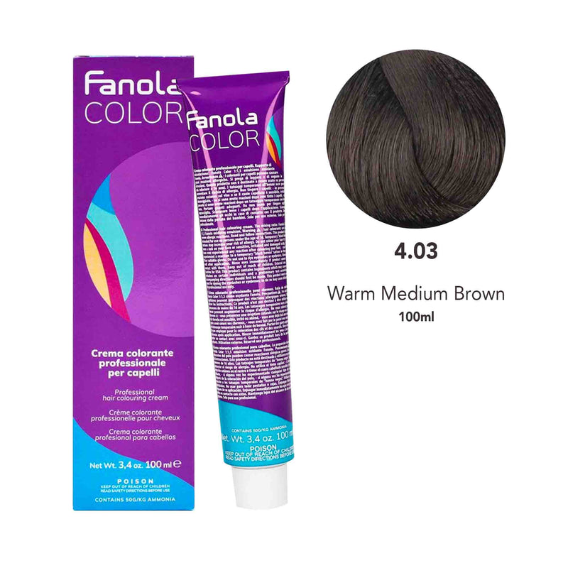 Fanola Hair Coloring Cream 4.03 Warm Medium Brown 100ml - Dayjour