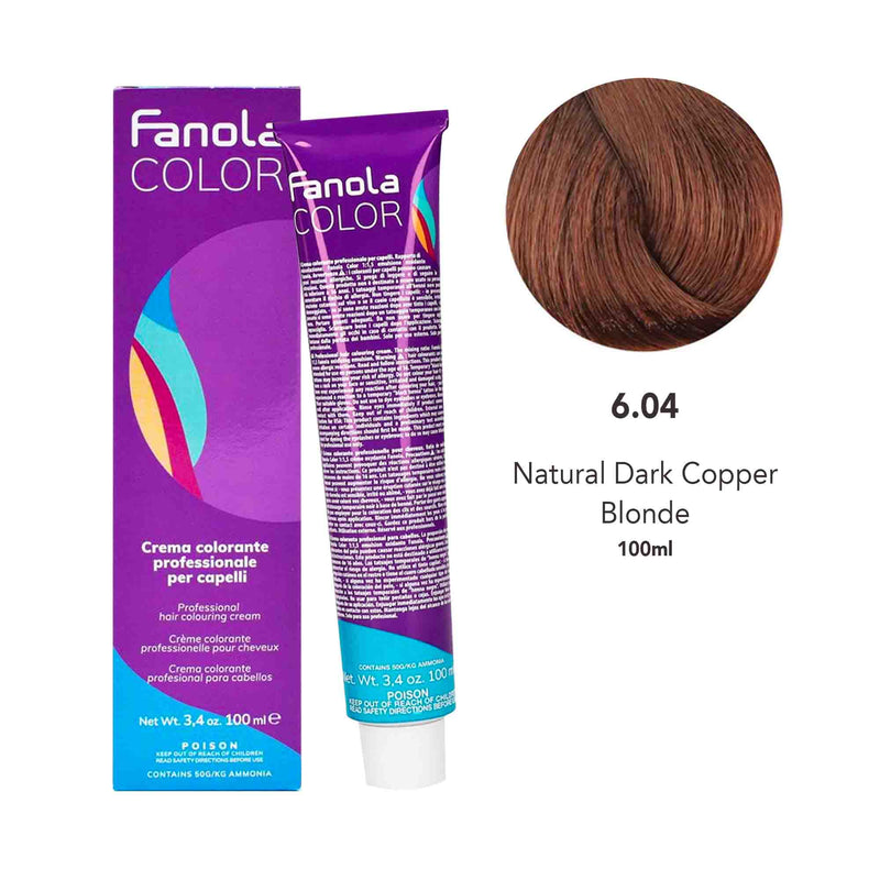Fanola Hair Coloring Cream 6.04 Natural Dark Copper Blonde 100ml - Dayjour