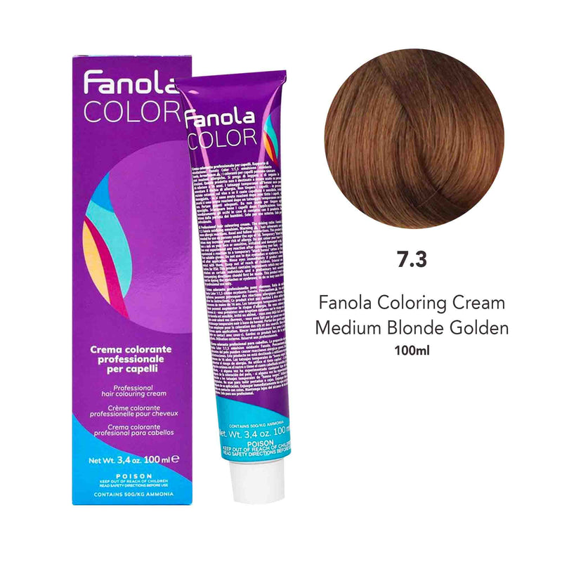 Fanola Hair Coloring Cream 7.3 Medium Golden Blonde 100ml - dayjour