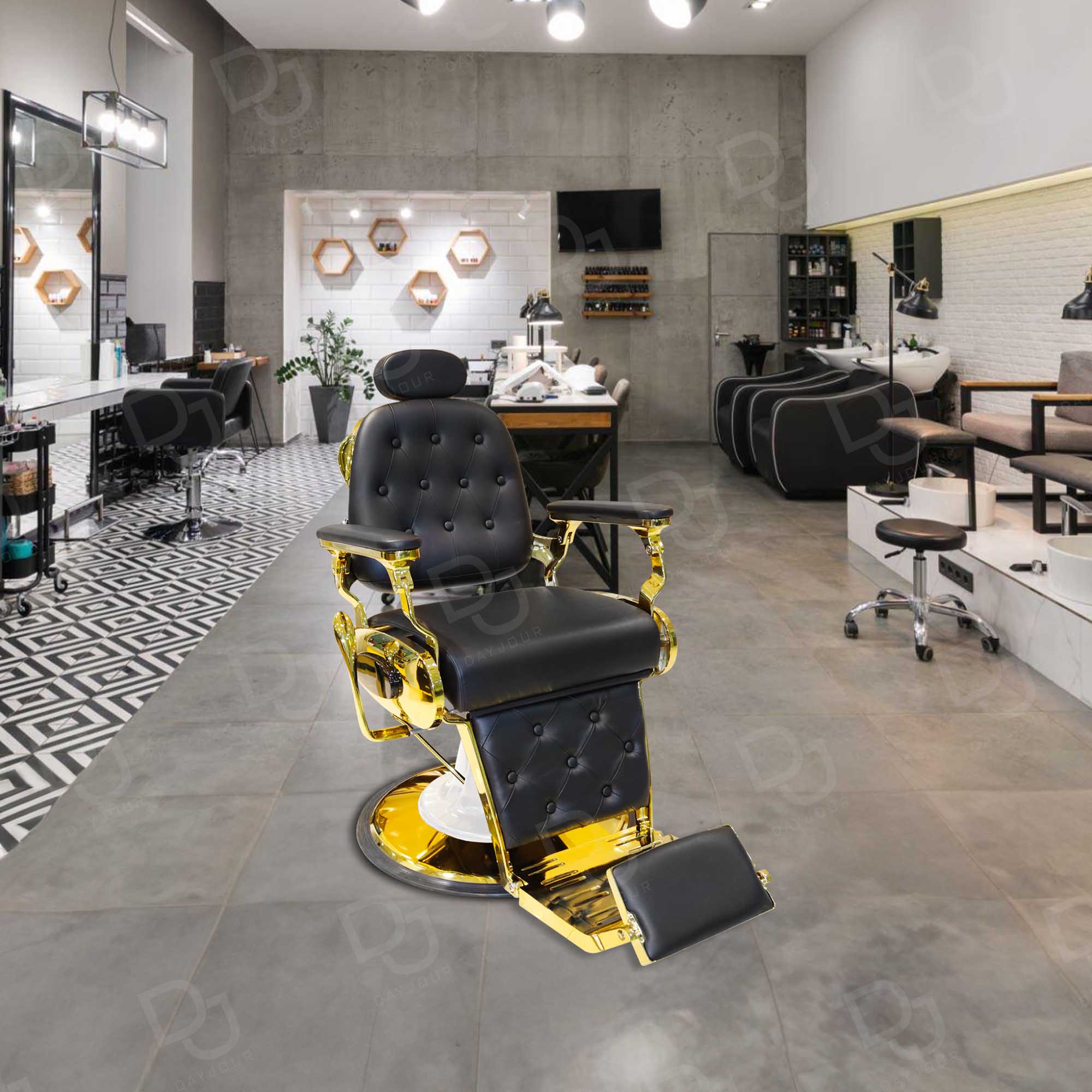 Gents barber Chair black+Gold Salon Barber Chair Dayjour