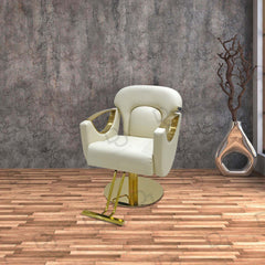 Luxury Hydraulic Salon Styling Chair Gold & Creamy white - ladies chair - dayjour