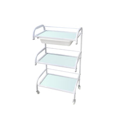 Rolling Trolley Glass Cart - White - dayjour