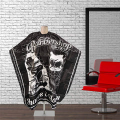 Waterproof Stylish Printed Black Barbers Cape