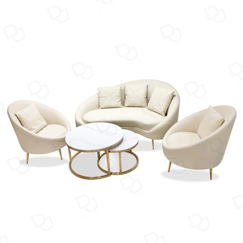 Salon Reception Sofa Set Cream Leather - reception set - dayjour