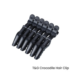 crocodile hair clips black 6 pieces - dayjour