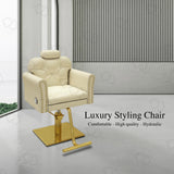 Salon Ladies Luxury Styling Chair Cream and Gold - Dayjour