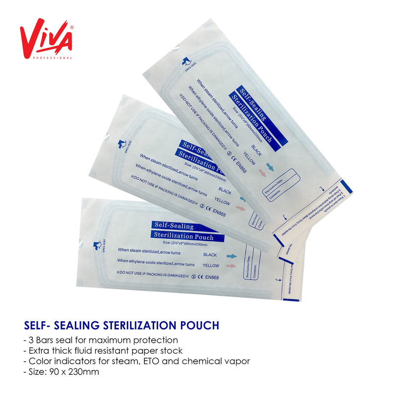 Sterilization Pouches For Instruments 200 Dental Sterilization Pouches - 2.25 X 9 Inch Autoclave Bags For Dental Instruments, Clear & Durable Self Seal Sterilization Pouch